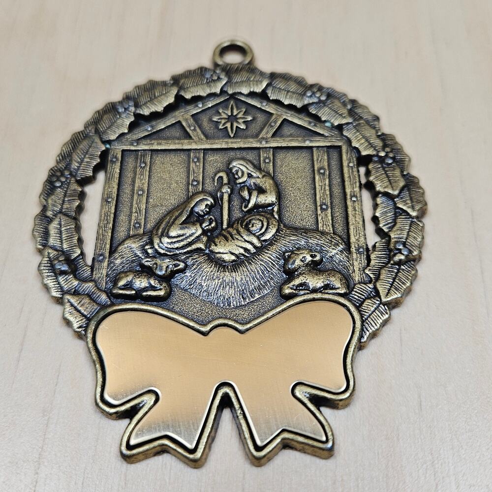 Gloria Duchin 1997 Brass Religious vintage Christmas Ornament Keepsake Nativity